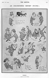 Journalists Prints: An Unconfirmed Report states - Rumours, H. M. Bateman, WW1