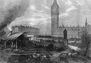 Subway Prints: Underground construction work, Westminster, London 1867