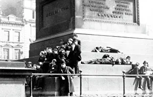 Slum Prints: Unemployed men, Wellington Column, Liverpool