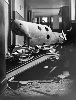 Unexploded Prints: Unexploded land mine, Greycoat Hospital, London, WW2