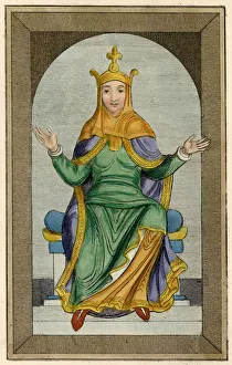 Images Dated 7th April 2021: An unidentified Anglo-Norman Queen (1066 - 1100), seems happy to be sitting on the throne