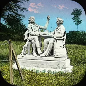 Unidentified sculpture of two drinking men - NYC, USA