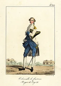 Mid 18th Century Prints: Uniform of a colonel of the French Infantry, mid-18th century