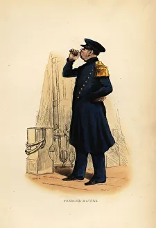 Maitre Prints: Uniform of a first mate, premier maitre, French Navy, 1844