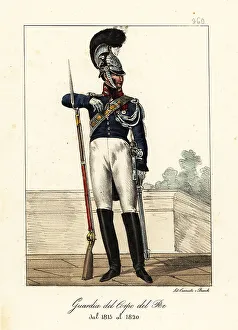 Italian Edition Prints: Uniform of the French Life Guards, Bourbon Restoration