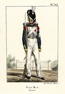 Italian Edition Prints: Uniform of an infantry Grenadier with the French Royal Guard