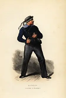 Gentry Prints: Uniform of a sailor in boarding clothes, French Navy, 1844