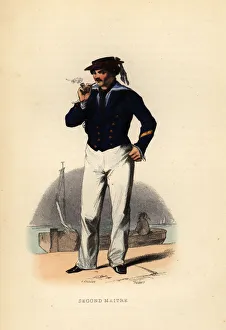 Maitre Prints: Uniform of a second mate, second maitre, French Navy, 1844