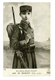 Uniformed figure of the young Leopold, Duc de Brabant