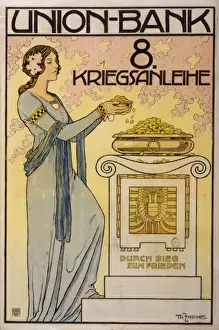 Kriegsanleihe Prints: Union-bank, 8. Kriegsanleihe; durch Sieg zum Frieden