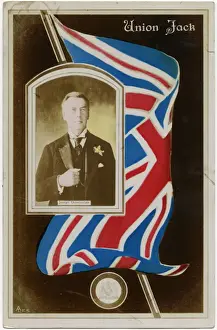 Flagpole Prints: Union Jack Flag - Joseph Chamberlain portrait (inset)