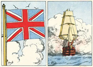 Hassall Collection: Union Jack And H. M. S. Victory