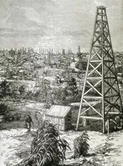 Pennsylvania Collection: United States (1880). Oil wells in Triumph Mountain