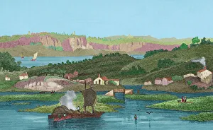 Rochelles Prints: United States of America. Hudson River Palisades