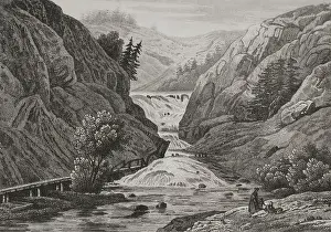 Cascade Prints: United States of America. Waterfalls at Mount Ida - Milbert