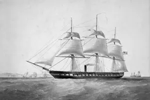 Sailing Ship Prints: United States Auxiliary Screw steam frigate Merrimac 60 guns