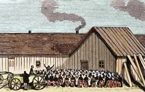 Preacher Prints: United States. Kansas. Mennonite religious service outside t