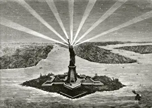 United States. New York. Statue of Liberty. Engraving