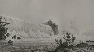 Cascade Prints: United States. Niagara Falls. Engraving by Milbert
