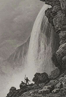Waterfalls Collection: United States. Niagara Falls. Engraving by Van der Burgh