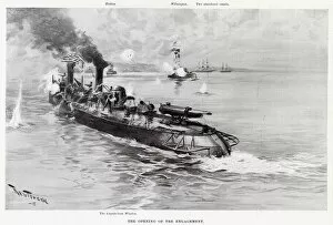 Images Dated 10th September 2020: The United States torpedo-boat Winslow in action off Cardenas Date: 1898