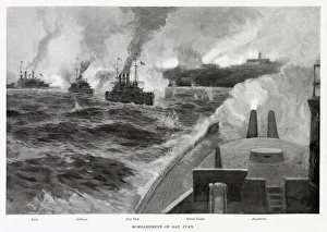 Images Dated 10th September 2020: United States warships bombard San Juan, which will later be taken by the ground forces