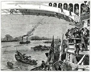 Barnes Prints: University Boat Race, sketch at Barnes Bridge