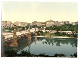 The University and bridge, Strassburg, Alsace Lorraine, Germ The University and bridge, Strassburg, Alsace Lorraine, Germ