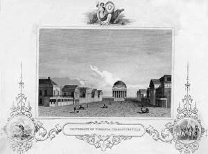1820s Gallery: University of Virginia, Charlottesville - Lawn and Rotunda