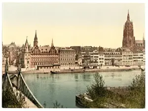 Frankfort Prints: Untermainquai, Saalhof and Cathedral, Frankfort on Main (i. e