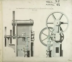 Bridgewater Prints: Untitled mechanism, front and side elevations