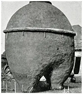 Earthenware Prints: Unusual corn bin, Dahomey (now Benin), West Africa