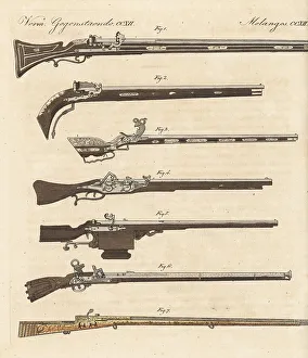 Carl Bertuch Prints: Unusual firearms and rifles