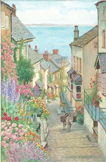 Up-a-Long, Rose Cottage, Down-a-Long, from a painting