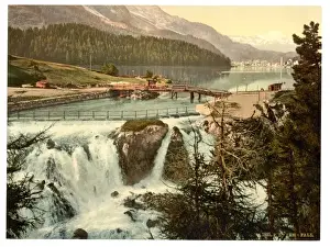 Grisons Prints: Upper Engadine, Falls of the Inn, Grisons, Switzerland