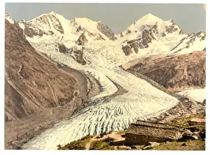 Grisons Prints: Upper Engadine, Roseg Glacier and Alp Ota, Grisons, Switzerl