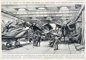 Maintenance Prints: Upper Hangar in Royal Navy Aircraft Carrier HMS Indomitable