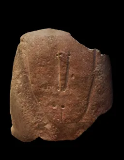 Megalithic Prints: Upper part of a statue menhir made of globigerina