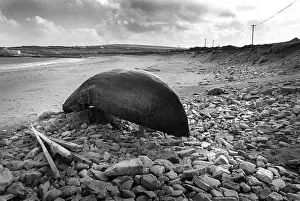Curragh Prints: Upturned currach boat on Innishmore, Aran Islands, Ireland
