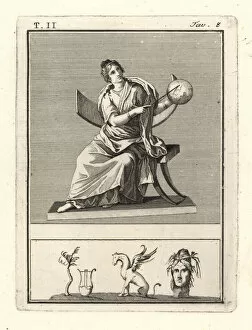 Antichità Gallery: Urania, muse of astronomy, with celestial globe and staff