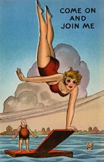 USA - Bathing girl leaps in