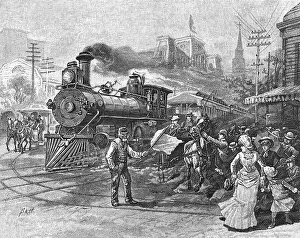 Panic Prints: USA Train in Street 1885