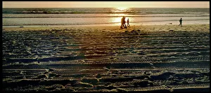 Monica Prints: USA - Trye marks on Santa Monica beach California