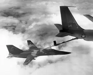 A USAF General Dynamics F-111E 68-027 refuels