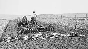 Harrow Prints: Using a harrow South Dakota USA early 1900s