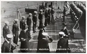 Oregon Prints: USS Oregon, American battleship, with President Wilson