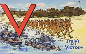Strive Prints: V for Victory - American Propaganda Postcard
