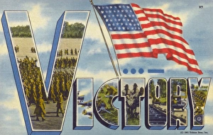 V for Victory. US World War Two propaganda postcard V for Victory. US World War Two propaganda postcard