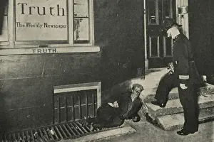 Grating Prints: Vagrant and policeman outside Truth Offices