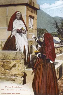 Vallee Prints: Val d Ossau Women at the fountain